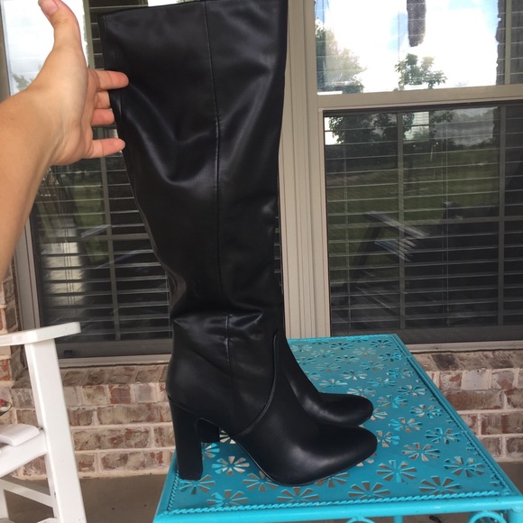 Unisa Black Vegan Leather Knee High Slouch Boots - Picture 12 of 15